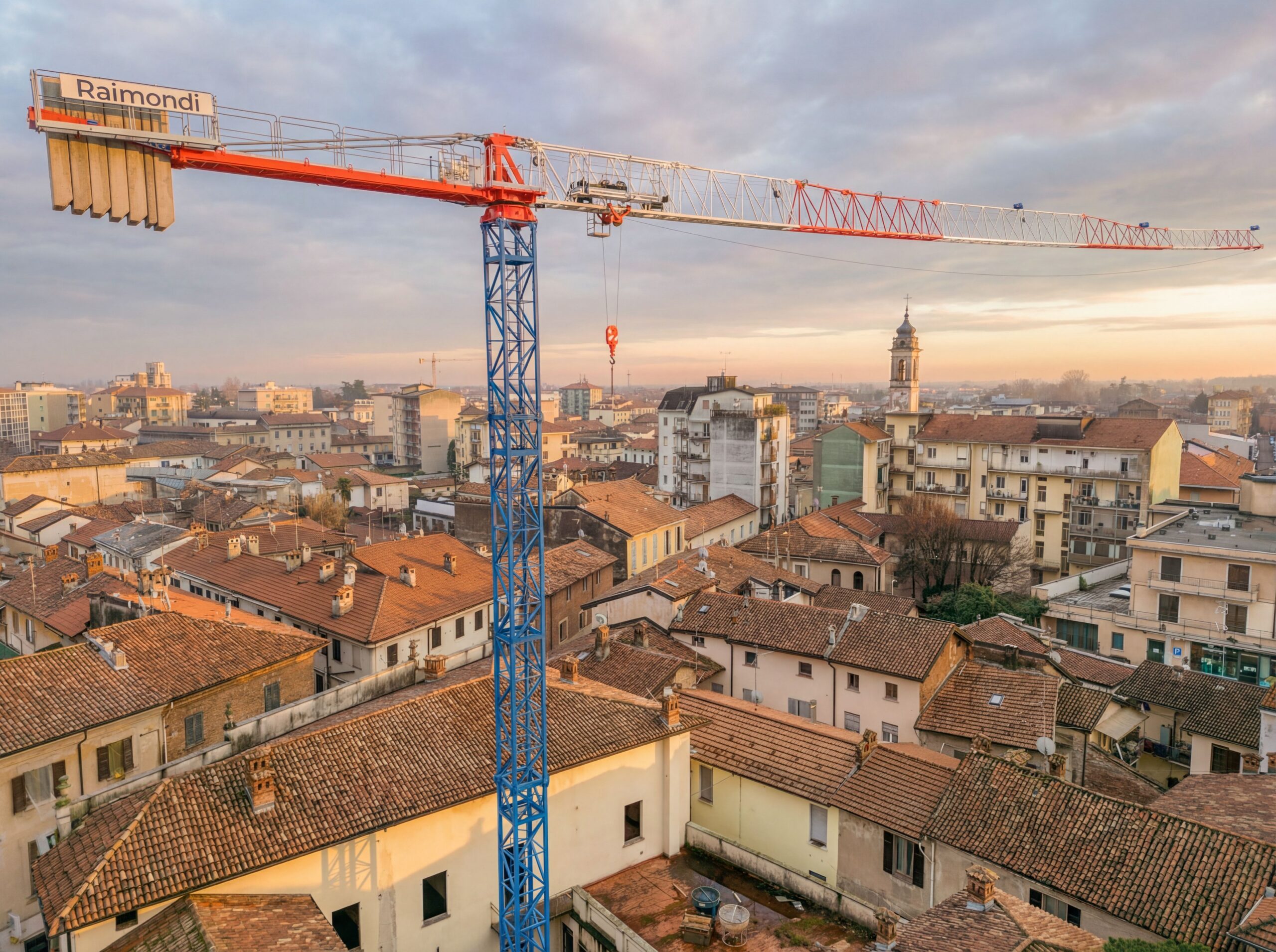 Raimondi T87 flat-top tower crane supports historic redevelopment project in Northern Italy